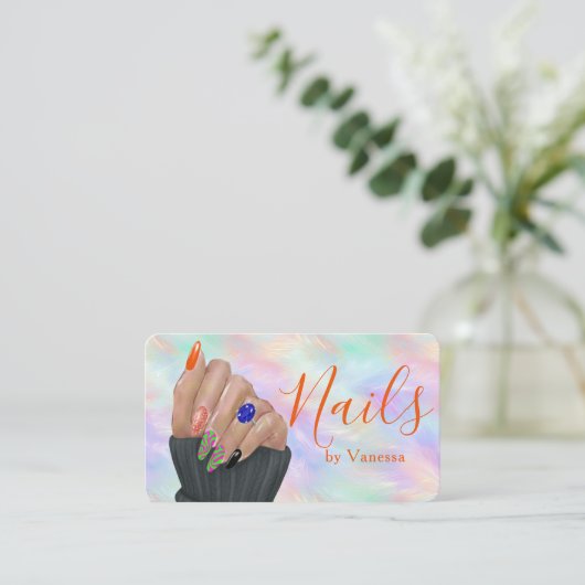 Stylish Opal Iridescent Nail Art Manicurist Artist 名刺 (スタンド正面)