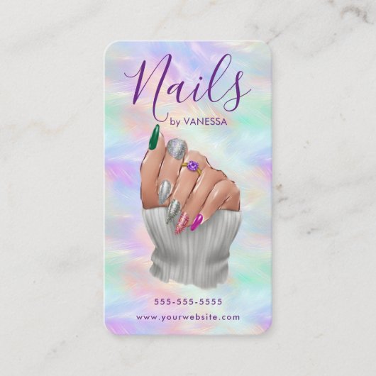 Stylish Opal Nail Studio Manicurist Artist Modern 名刺 (正面)