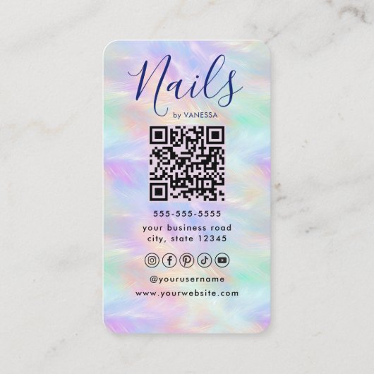 Stylish Opal Nail Studio Modern Manicurist Artist 名刺 (裏面)