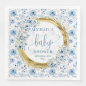 Stylish pastel blue roses gold boy baby shower (正面)