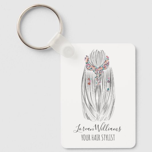 Stylish Pastel Hair Stylist Braid Hairstyle QR  キーホルダー (正面)