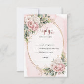 Stylish Pastel Pink Rose Gold Wedding RSVP Card (正面)