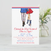 Stylish Patriotic Couple Fourth of July Party  招待状 (スタンド正面)