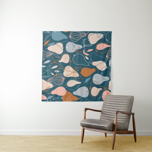 Stylish pear seamless pattern in scandinavian styl タペストリー (インサイチュ(横))