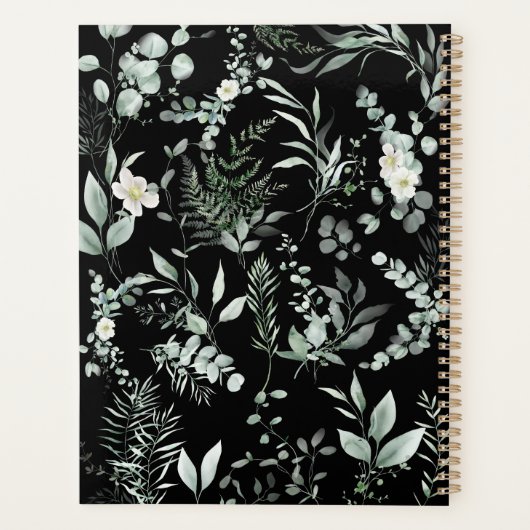 Stylish Personalized Greenery spiral プランナー手帳 (裏面)