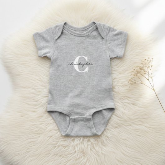 Stylish Personalized Initials Bodysuit - Trendy ベビーボディスーツ