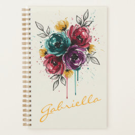 Stylish Personalized Vibrant Watercolor Floral プランナー手帳