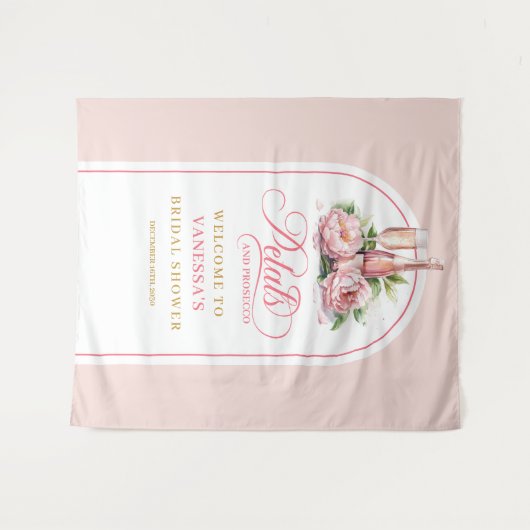 Stylish petals and prosecco blush gold backdrop タペストリー (正面(横))