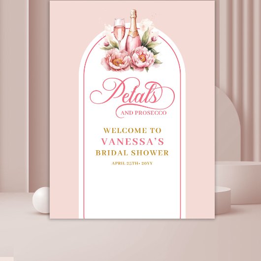 Stylish petals and prosecco floral shower backdrop タペストリー