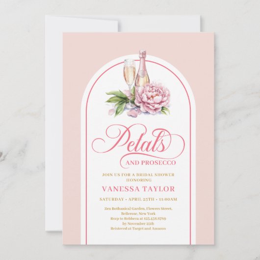 Stylish petals and prosecco invite digital file 招待状 (正面)