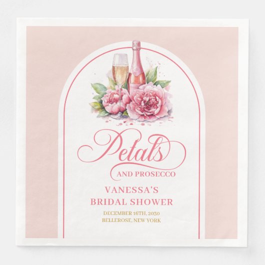 Stylish Petals and Prosecco Personalized Napkins (正面)