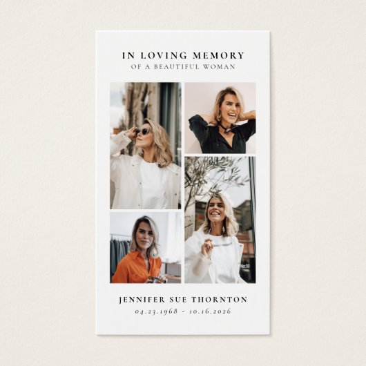 Stylish Photo Collage Funeral Sympathy Prayer Card (正面)