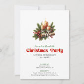 Stylish Pine Wreath Christmas Candles Card 招待状 (正面)