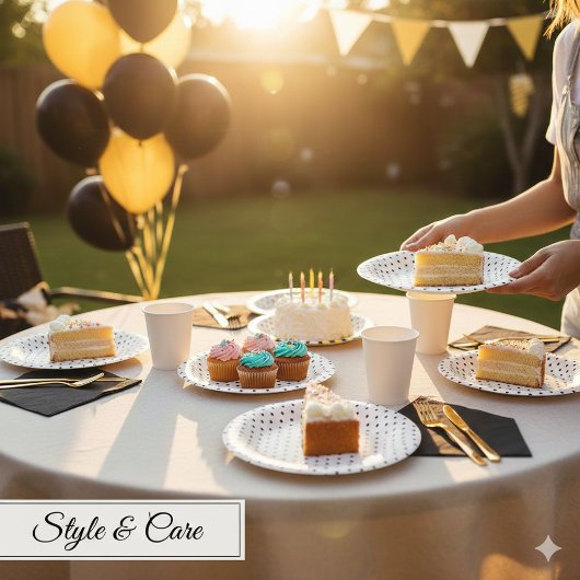 Stylish Pink 7" Paper Bowl Plate with Black Dots ペーパーボウル