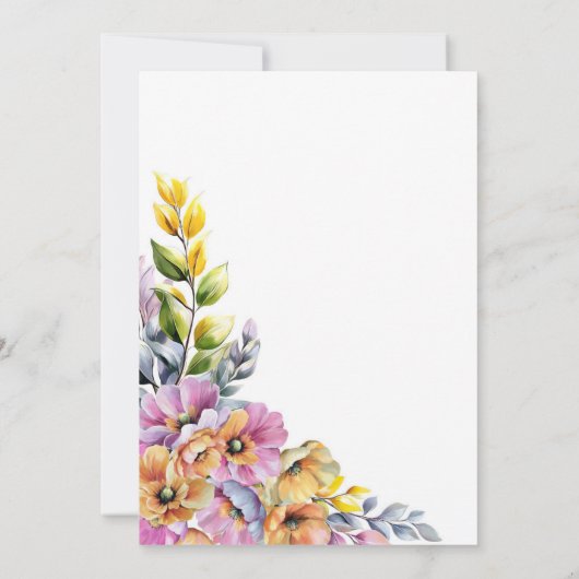 Stylish Pink and Orange Floral Wedding  招待状 (裏面)