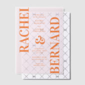 Stylish Pink and Orange Typography Wedding ベラム紙招待状 (オフセット (招待状))