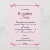 Stylish pink Birthday Invitation Card 招待状 (裏面)