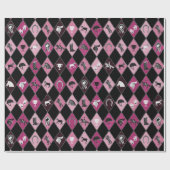 Stylish Pink Black Equestrian Diamond Pattern ラッピングペーパー (フラット)