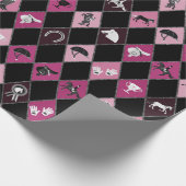 Stylish Pink Black Equestrian Diamond Pattern ラッピングペーパー (角)