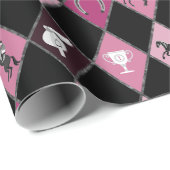 Stylish Pink Black Equestrian Diamond Pattern ラッピングペーパー (ロールコーナー)