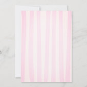 Stylish Pink Bow Pink Striped Baby Shower 招待状 (裏面)