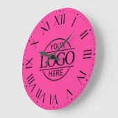 Stylish Pink Branded Company Business Logo Custom ラージ壁時計 (傾斜)