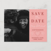 Stylish Pink Calendar Photo Wedding Save The Date 案内ポストカード (正面)