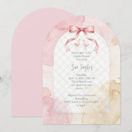 Stylish Pink Coquette Bow Girl Baby Shower LPM26 招待状