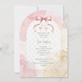 Stylish Pink Coquette Bow Girl Baby Shower LPM26 招待状 (正面)