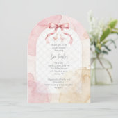 Stylish Pink Coquette Bow Girl Baby Shower LPM26 招待状 (スタンド正面)