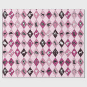 Stylish Pink Equestrian Diamond Pattern ラッピングペーパー (フラット)