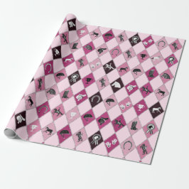 Stylish Pink Equestrian Diamond Pattern ラッピングペーパー