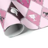 Stylish Pink Equestrian Diamond Pattern ラッピングペーパー (ロールコーナー)