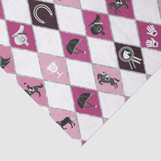 Stylish Pink Equestrian Diamond Pattern 薄葉紙 (詳細)