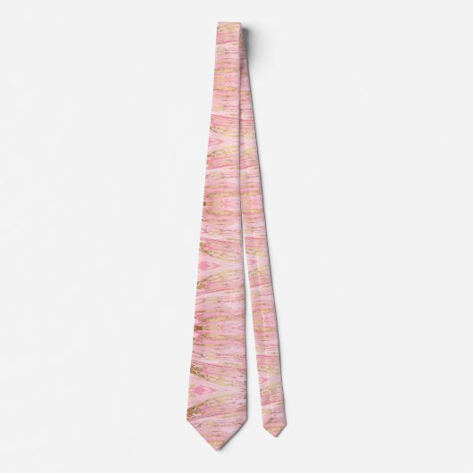 Stylish Pink Gold Abstract Marble Liquid Paint ネクタイ (正面)