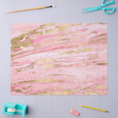 Stylish Pink Gold Abstract Marble Liquid Paint 薄葉紙 (クラフト)