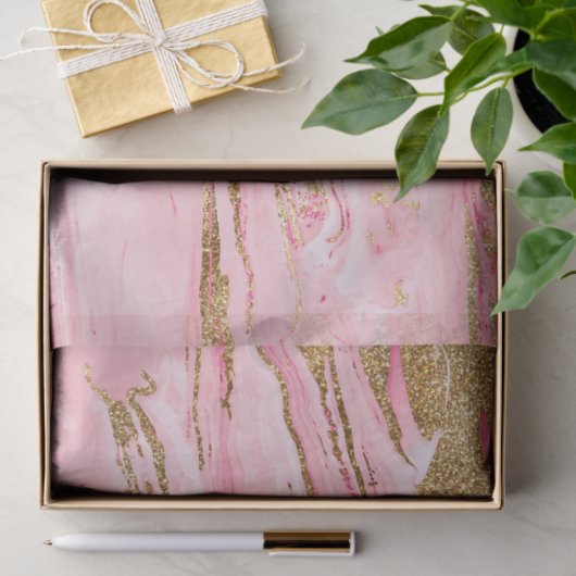 Stylish Pink Gold Abstract Marble Liquid Paint 薄葉紙 (ギフト)