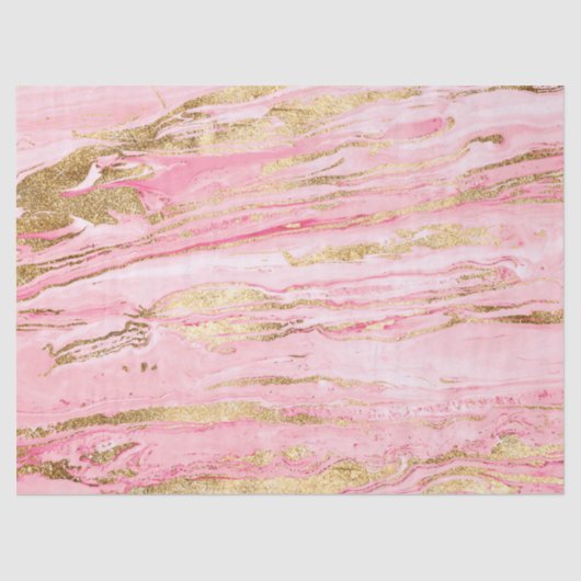 Stylish Pink Gold Abstract Marble Liquid Paint 薄葉紙 (正面)
