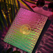 Stylish Pink Green Iridescent Croc Monogram  ノートブック