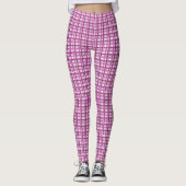 Stylish pink plaid geometric patterned レギンス (正面)