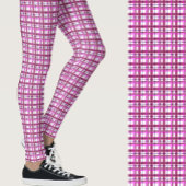 Stylish pink plaid geometric patterned レギンス