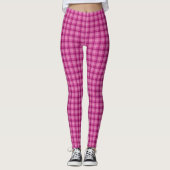 Stylish pink plaid geometric patterned レギンス (正面)