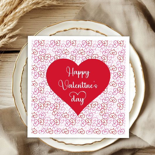 Stylish Pink Red Hearts Valentine Napkins スタンダードカクテルナプキン