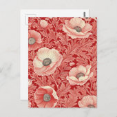 Stylish Pink Red Poppies Floral Art ポストカード (正面/裏面)