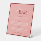 Stylish Pinky Pink Open Bar Wedding 台座サイン (正面)