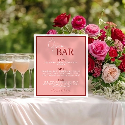 Stylish Pinky Pink Open Bar Wedding 台座サイン