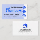 Stylish Plumber Signage Blue Plumbing Icons 名刺 (正面/裏面)