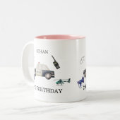 Stylish Police Kids Birthday ツートーンマグカップ (正面左)