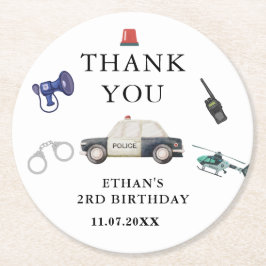 Stylish Police Kids Birthday ラウンドペーパーコースター