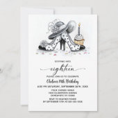 Stylish Polka Dot High Heel Shoes 18th Birthday 招待状 (正面)